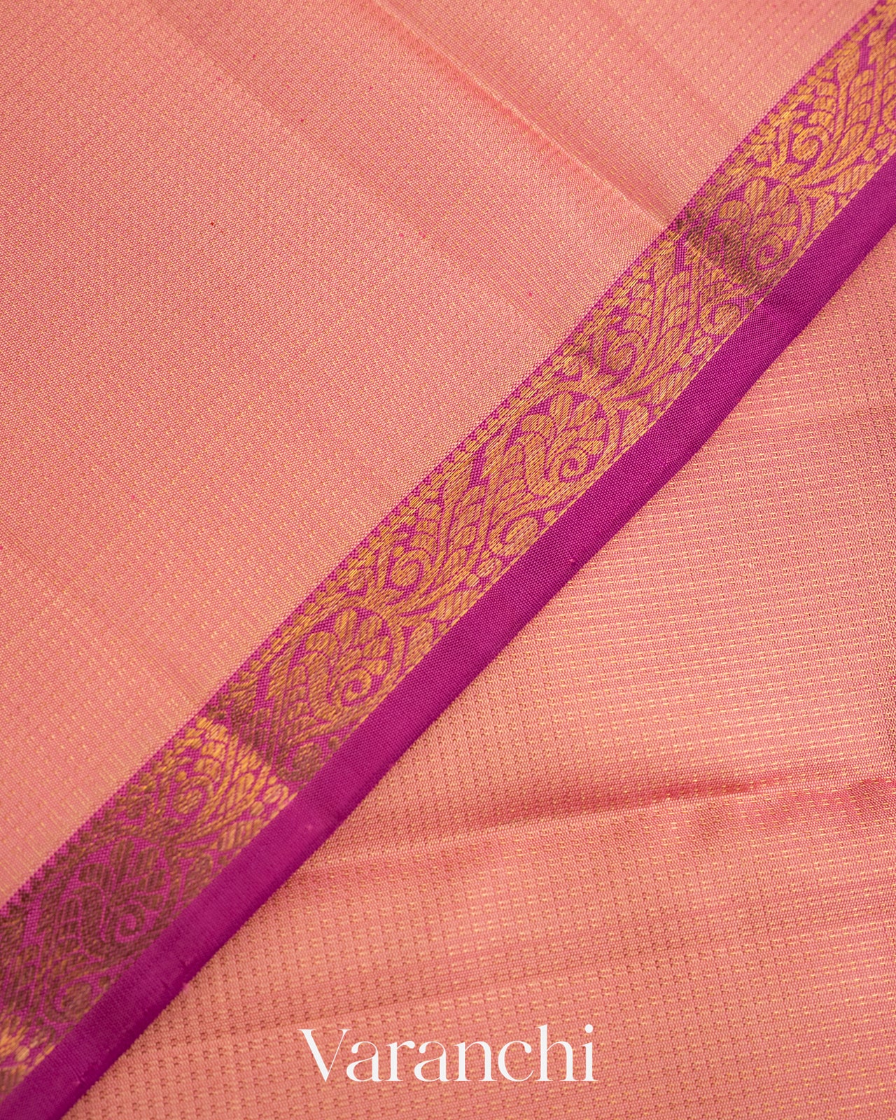 Baby Pink Vaira Oosi Pure Kanchipuram Silk Handloom Saree