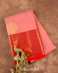 Peachy Pink Pure Kanchipuram Silk Handloom Saree 