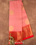Peachy Pink Pure Kanchipuram Silk Handloom Saree 