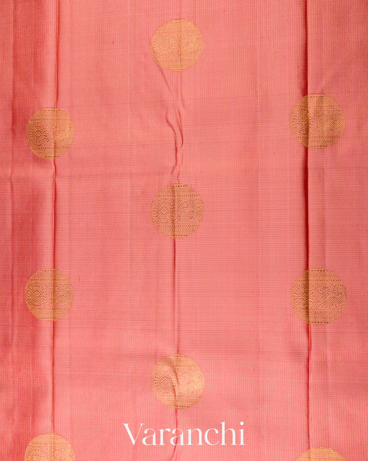 Peachy Pink Pure Kanchipuram Silk Handloom Saree 