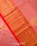 Peachy Pink Pure Kanchipuram Silk Handloom Saree 
