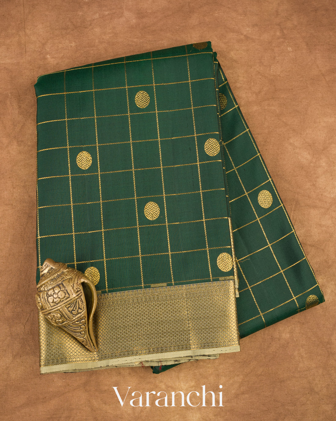 Bottle Green Pure Kanchipuram Silk Handloom Saree