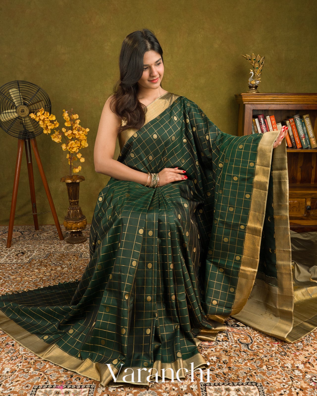 Bottle Green Pure Kanchipuram Silk Handloom Saree