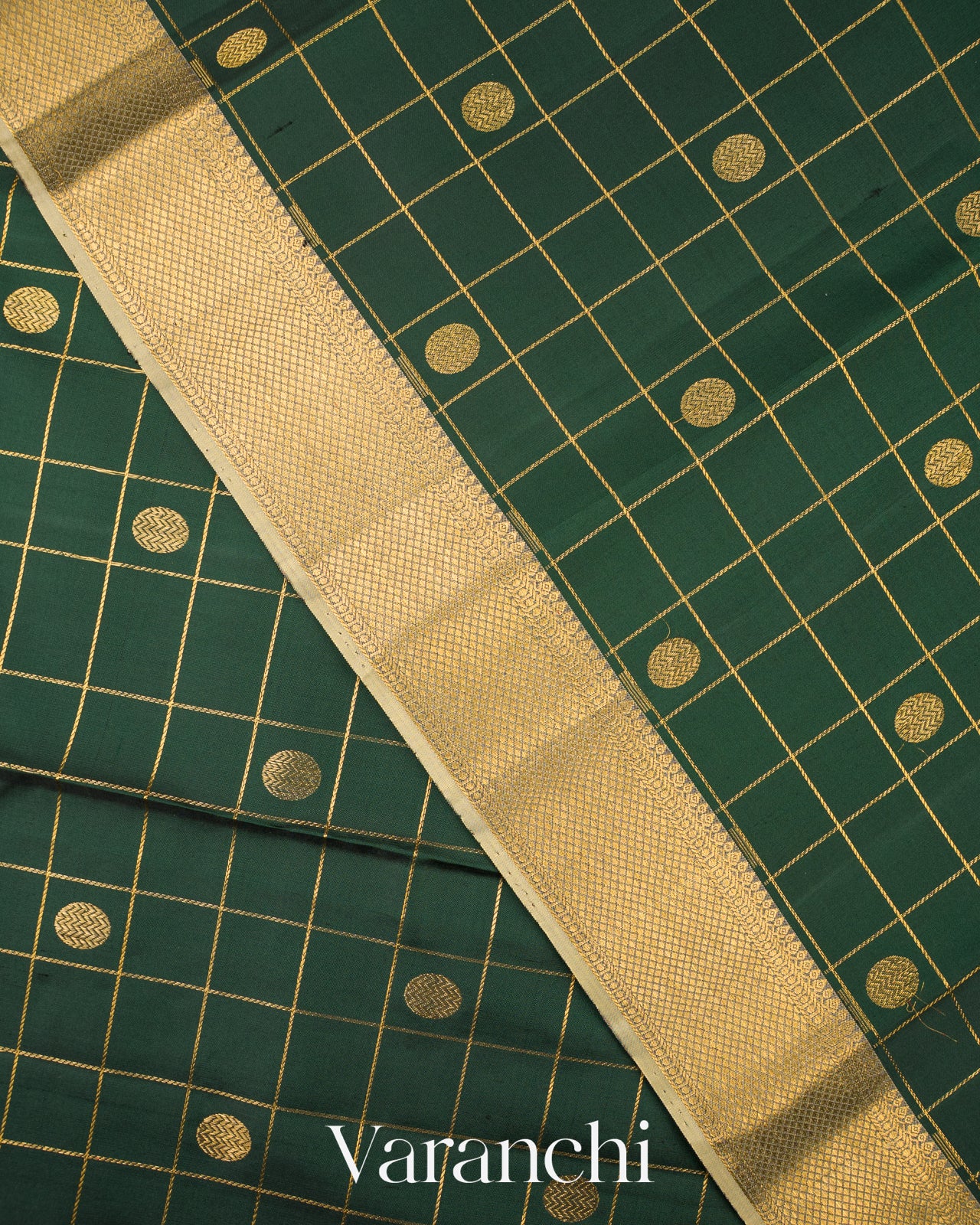 Bottle Green Pure Kanchipuram Silk Handloom Saree