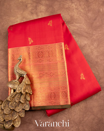 Red Pure Kanchipuram Silk Handloom Saree