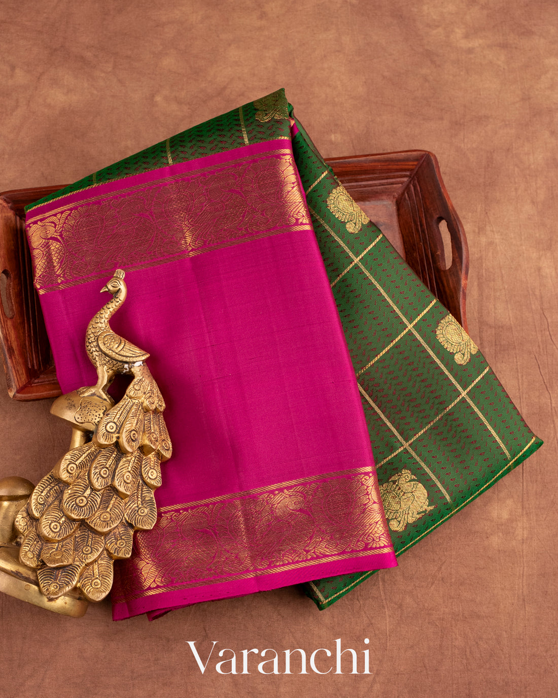 Bottle Green Pure Kanchipuram Silk Handloom Saree