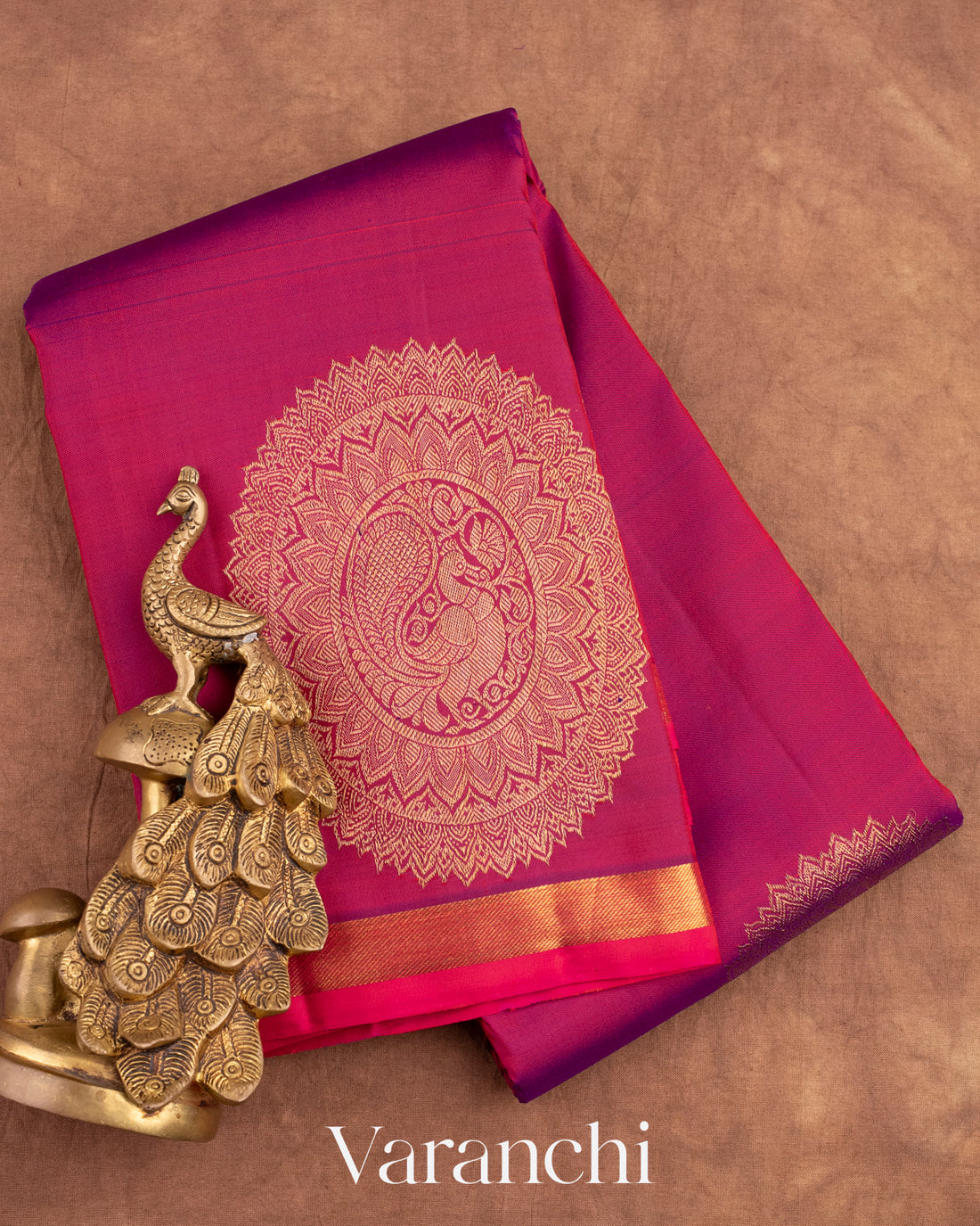 Deep Magenta Pure Kanchipuram Silk Handloom Saree