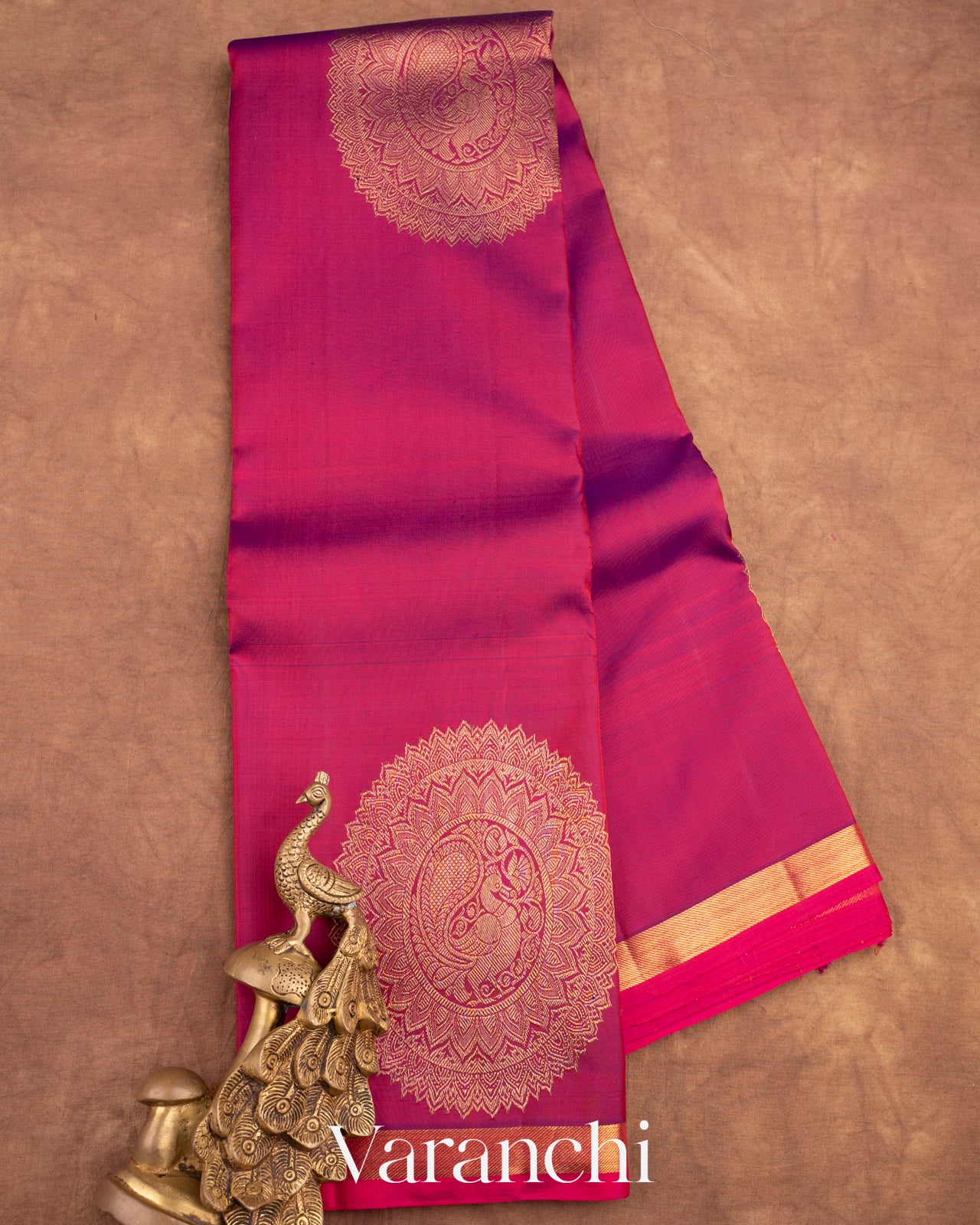 Deep Magenta Pure Kanchipuram Silk Handloom Saree