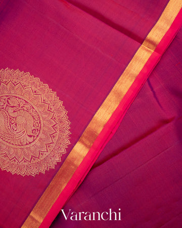 Deep Magenta Pure Kanchipuram Silk Handloom Saree
