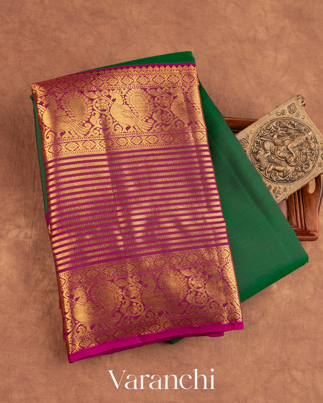 Dark Green Pure Kanchipuram Silk Handloom Saree