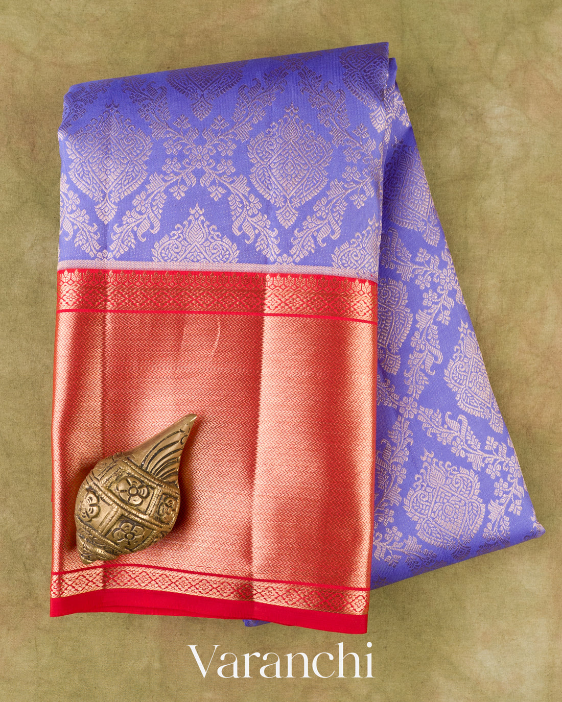 Lavender Blue Heavy Brocade Pure Kanchipuram Silk Handloom Saree