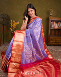 Lavender Blue Heavy Brocade Pure Kanchipuram Silk Handloom Saree