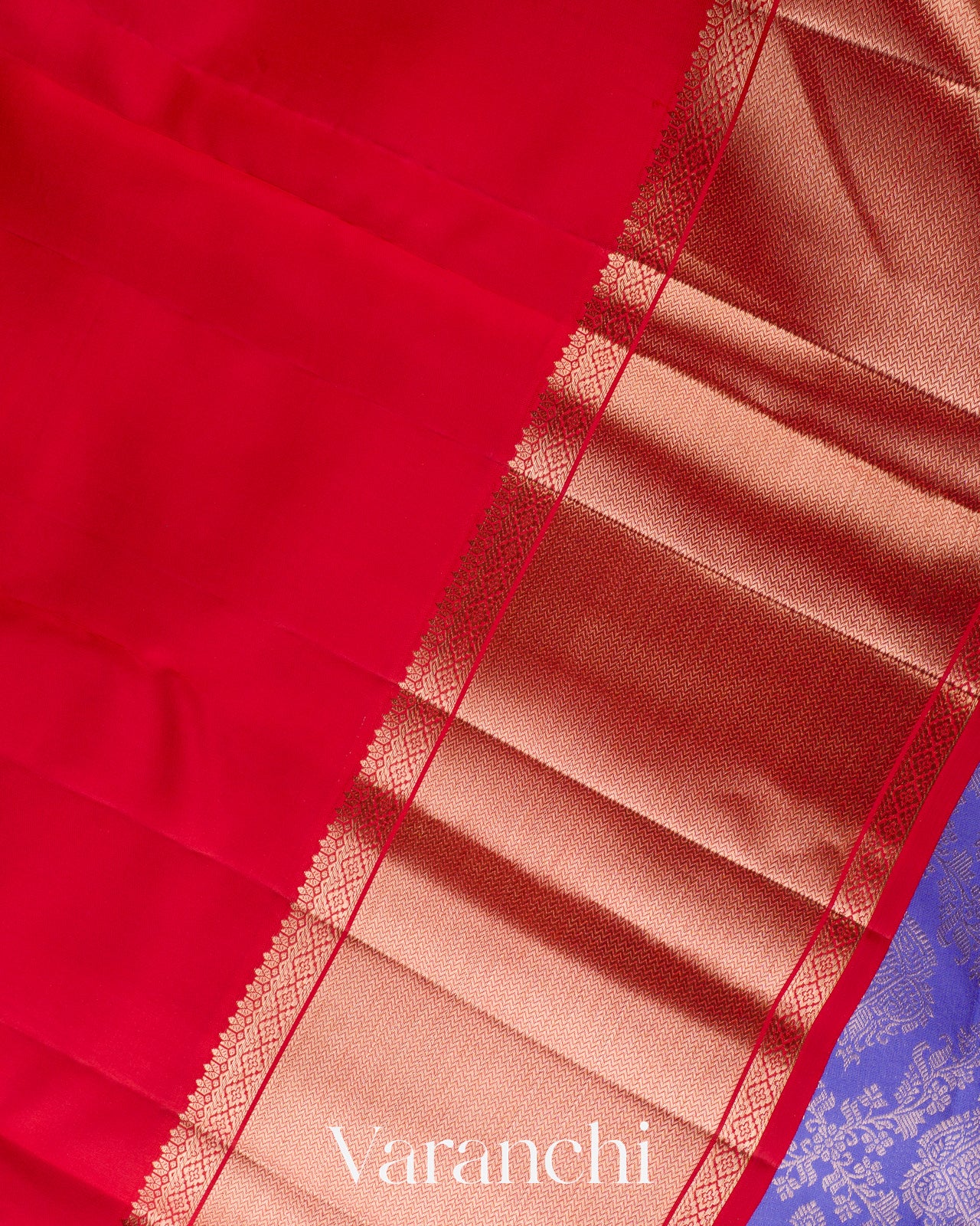 Lavender Blue Heavy Brocade Pure Kanchipuram Silk Handloom Saree