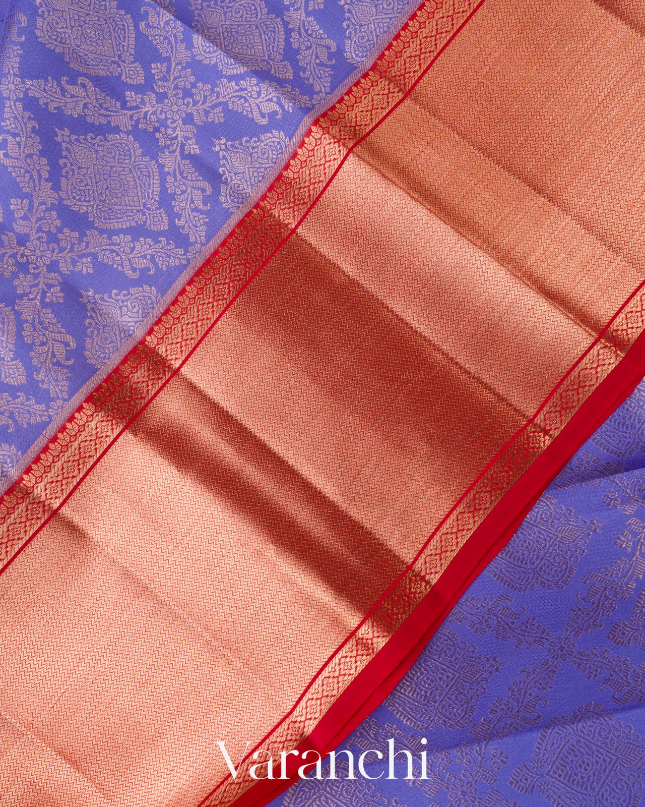 Lavender Blue Heavy Brocade Pure Kanchipuram Silk Handloom Saree
