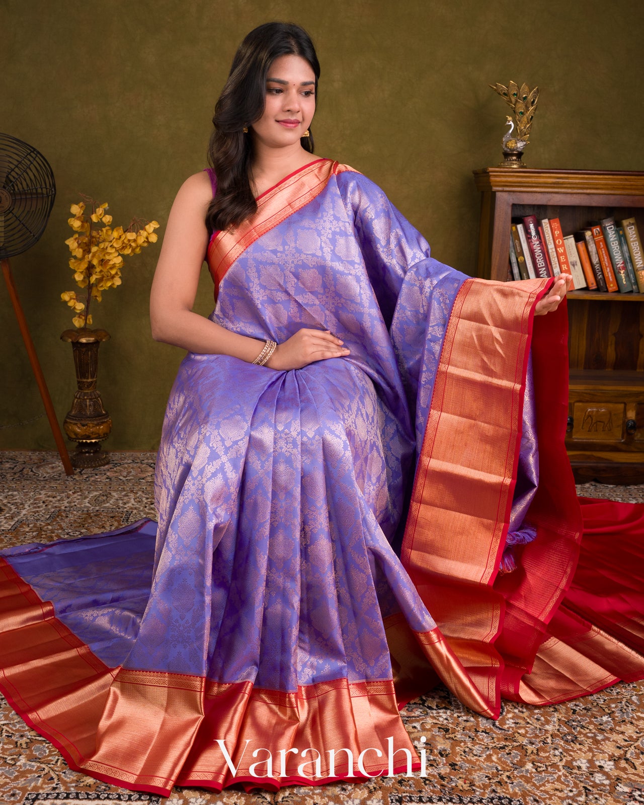 Lavender Blue Heavy Brocade Pure Kanchipuram Silk Handloom Saree