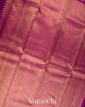 Dusky Indigo Blue Vaira Oosi Pure Kanchipuram Silk Handloom Saree