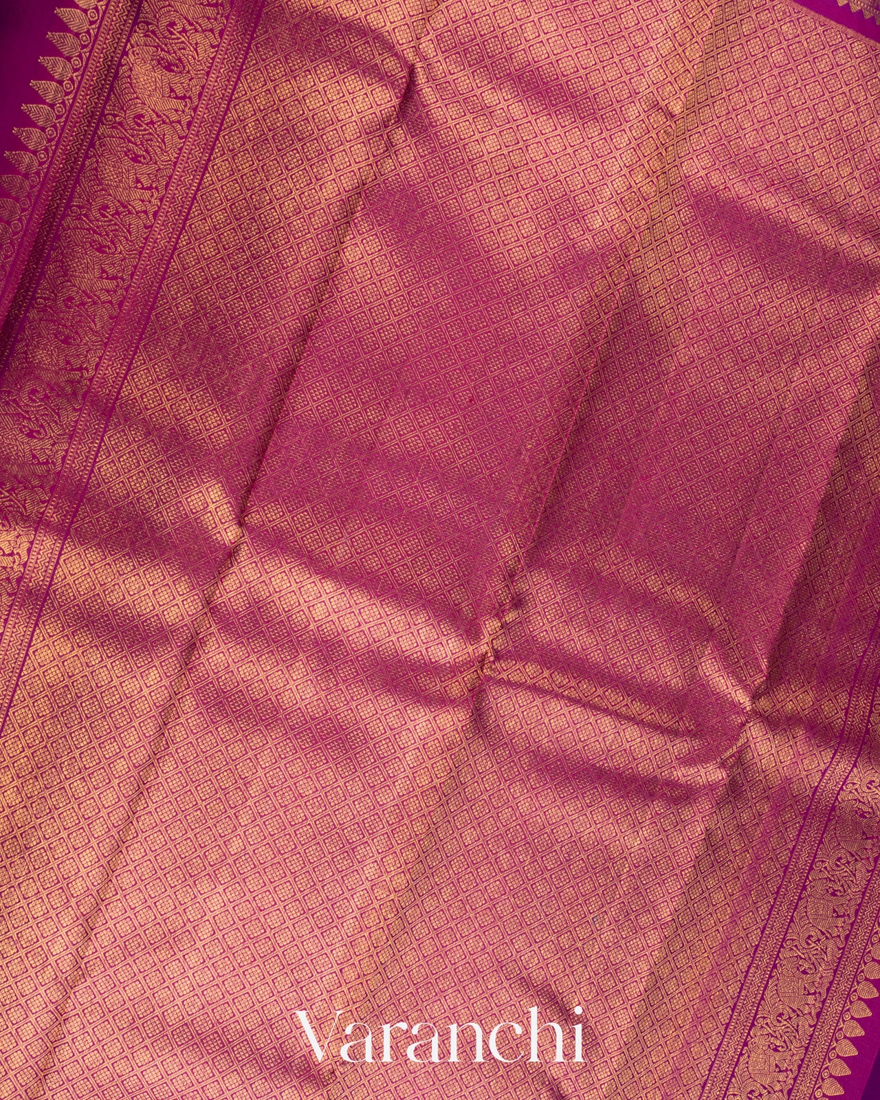 Dusky Indigo Blue Vaira Oosi Pure Kanchipuram Silk Handloom Saree