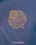 Dusky Indigo Blue Vaira Oosi Pure Kanchipuram Silk Handloom Saree
