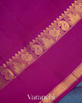 Dusky Indigo Blue Vaira Oosi Pure Kanchipuram Silk Handloom Saree