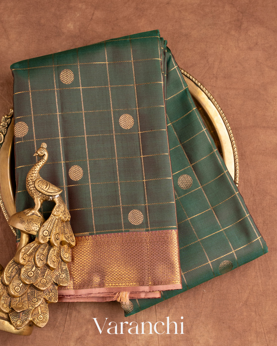 Earthy Green Pure Kanchipuram Silk Handloom Saree