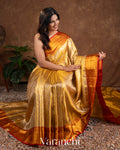 Golden Heavy Brocade Pure Tissue Kanchipuram Silk Saree