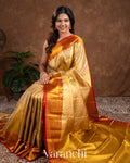 Golden Heavy Brocade Pure Tissue Kanchipuram Silk Saree