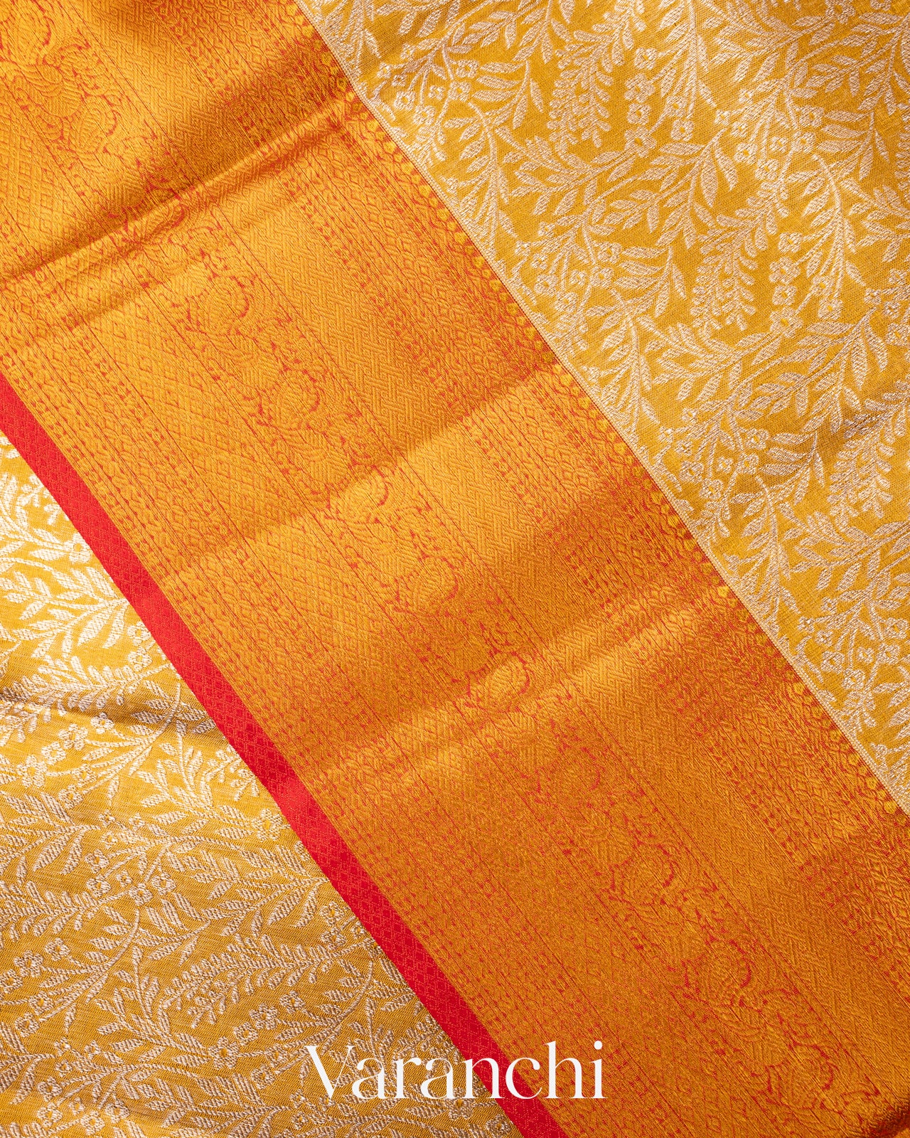 Golden Heavy Brocade Pure Tissue Kanchipuram Silk Saree