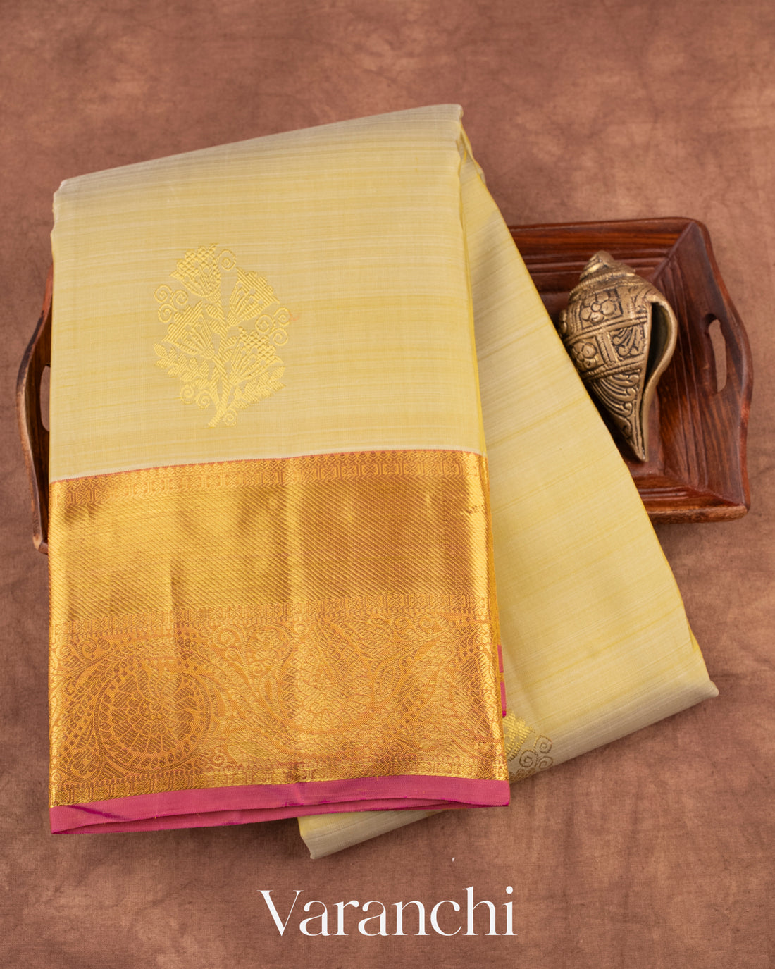 Ivory Pure Kanchipuram Silk Handloom Saree