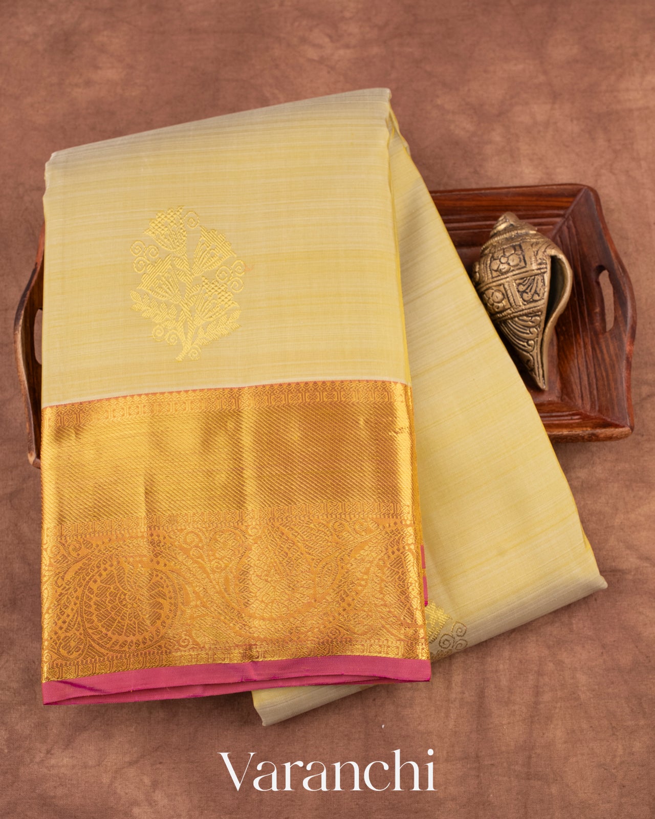 Ivory Pure Kanchipuram Silk Handloom Saree