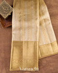 Ivory Stripe Brocade Pure Kanchipuram Silk Saree