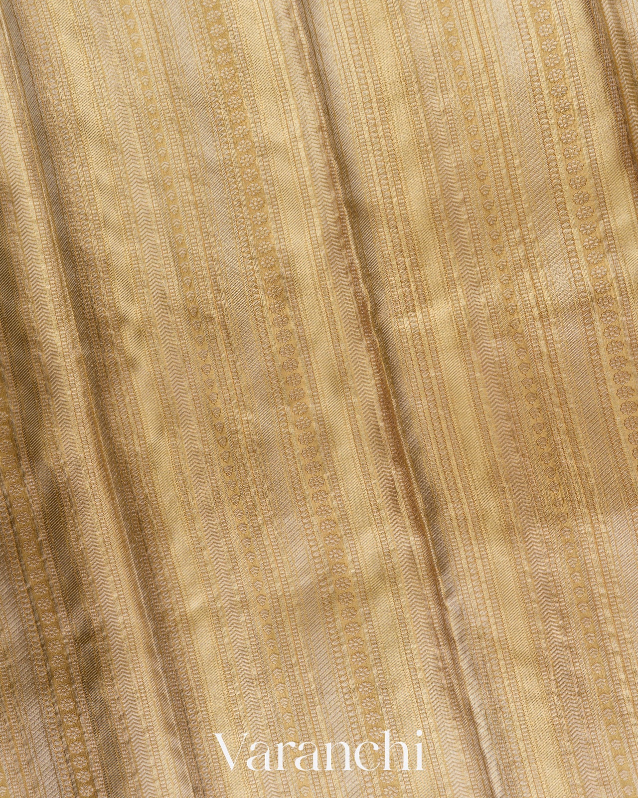 Ivory Stripe Brocade Pure Kanchipuram Silk Saree