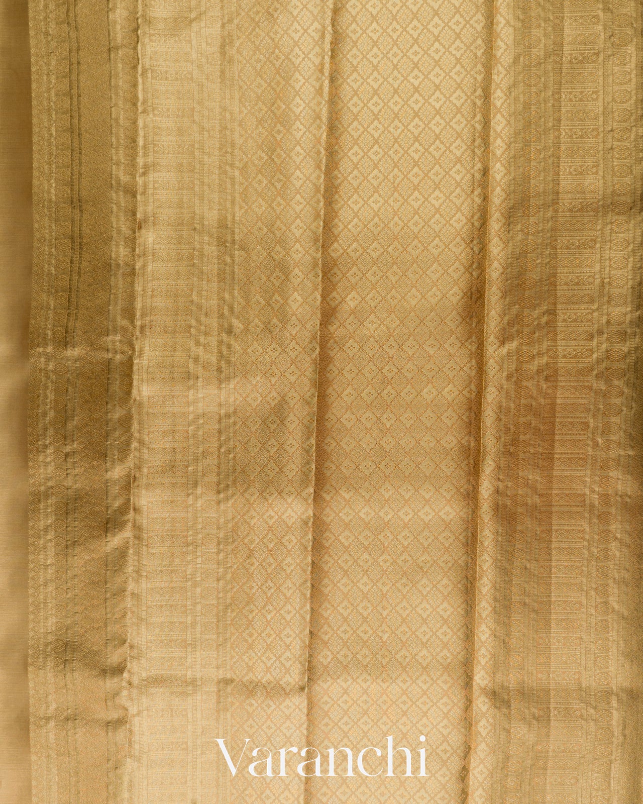 Ivory Stripe Brocade Pure Kanchipuram Silk Saree
