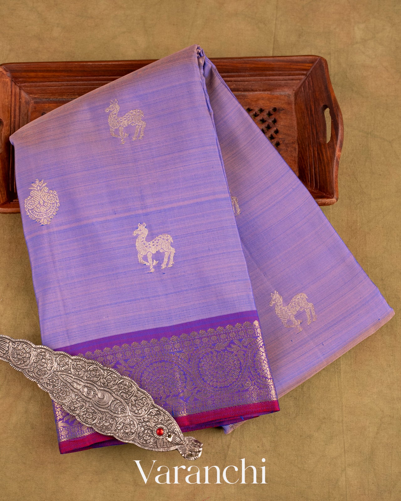 Lavender Pure Kanchipuram Silk Handloom Saree