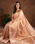 Light Peach Pure Kanchipuram Silk Saree