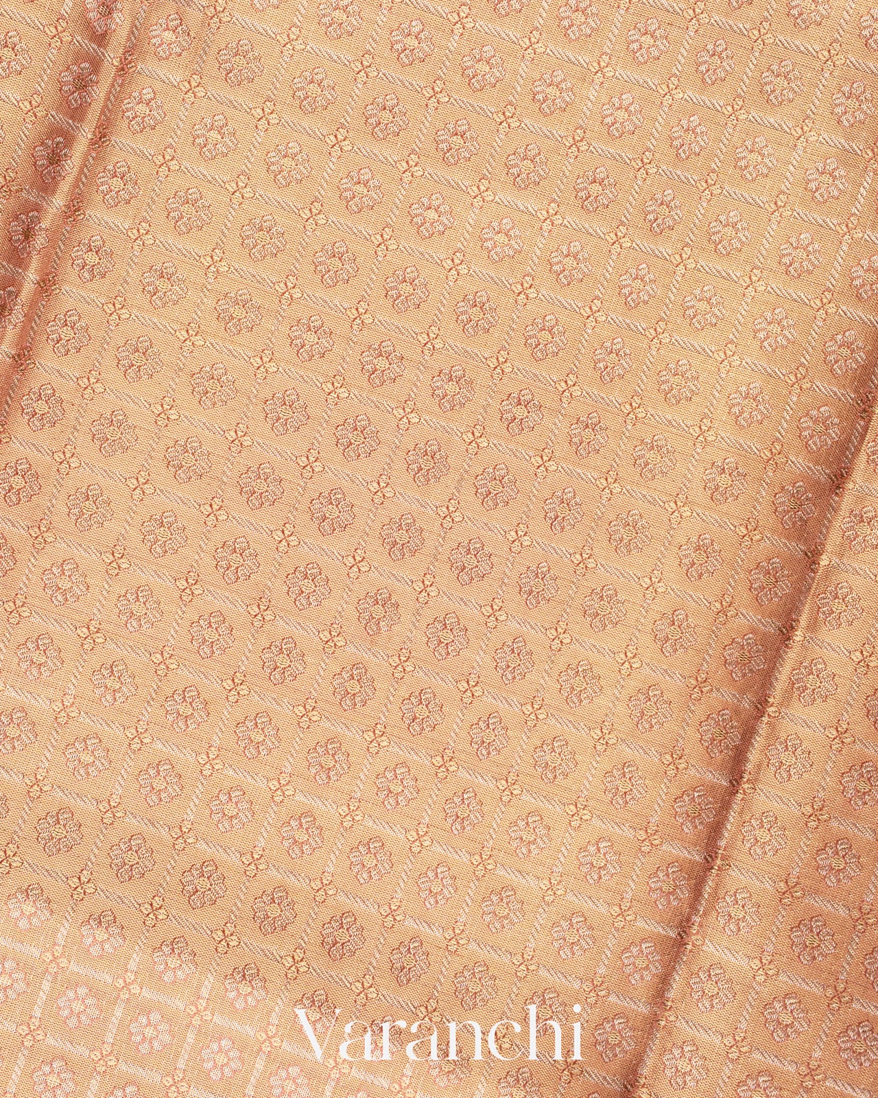 Light Peach Pure Kanchipuram Silk Saree