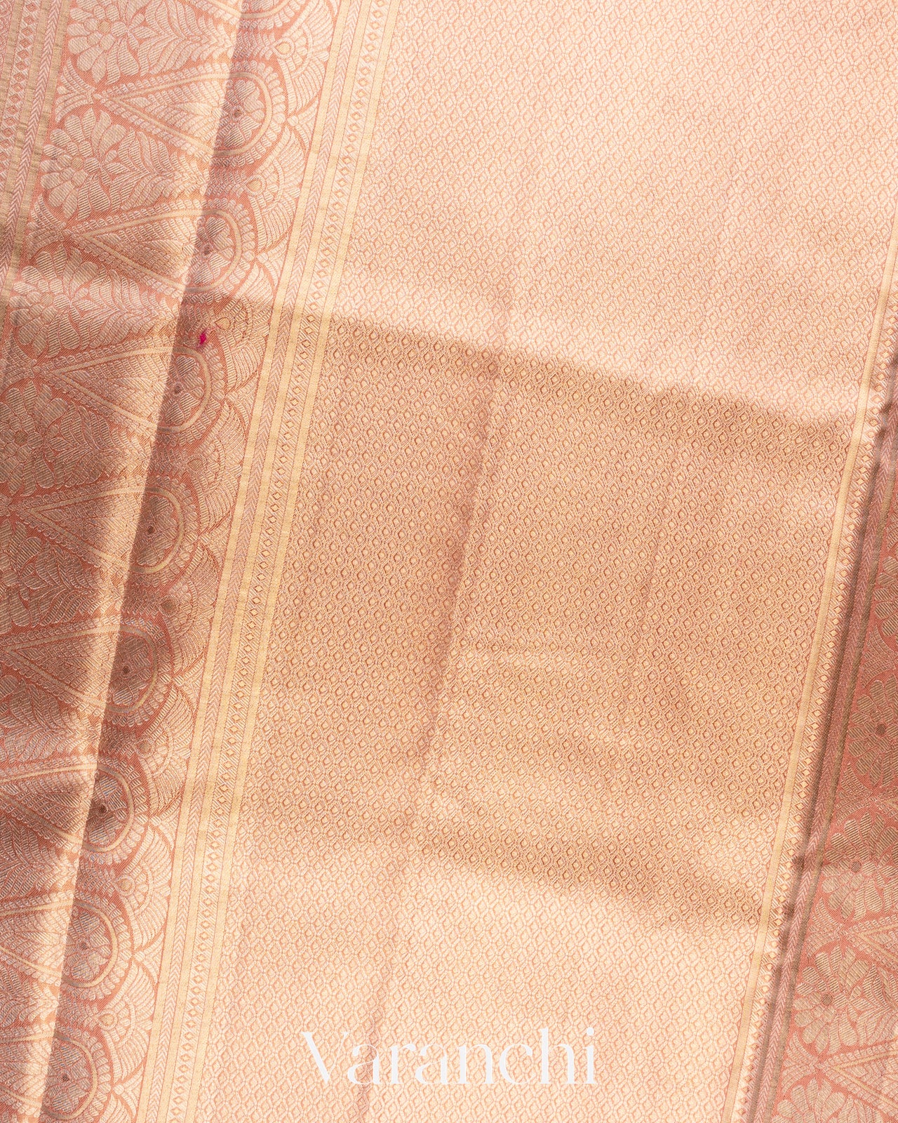 Light Peach Pure Kanchipuram Silk Saree