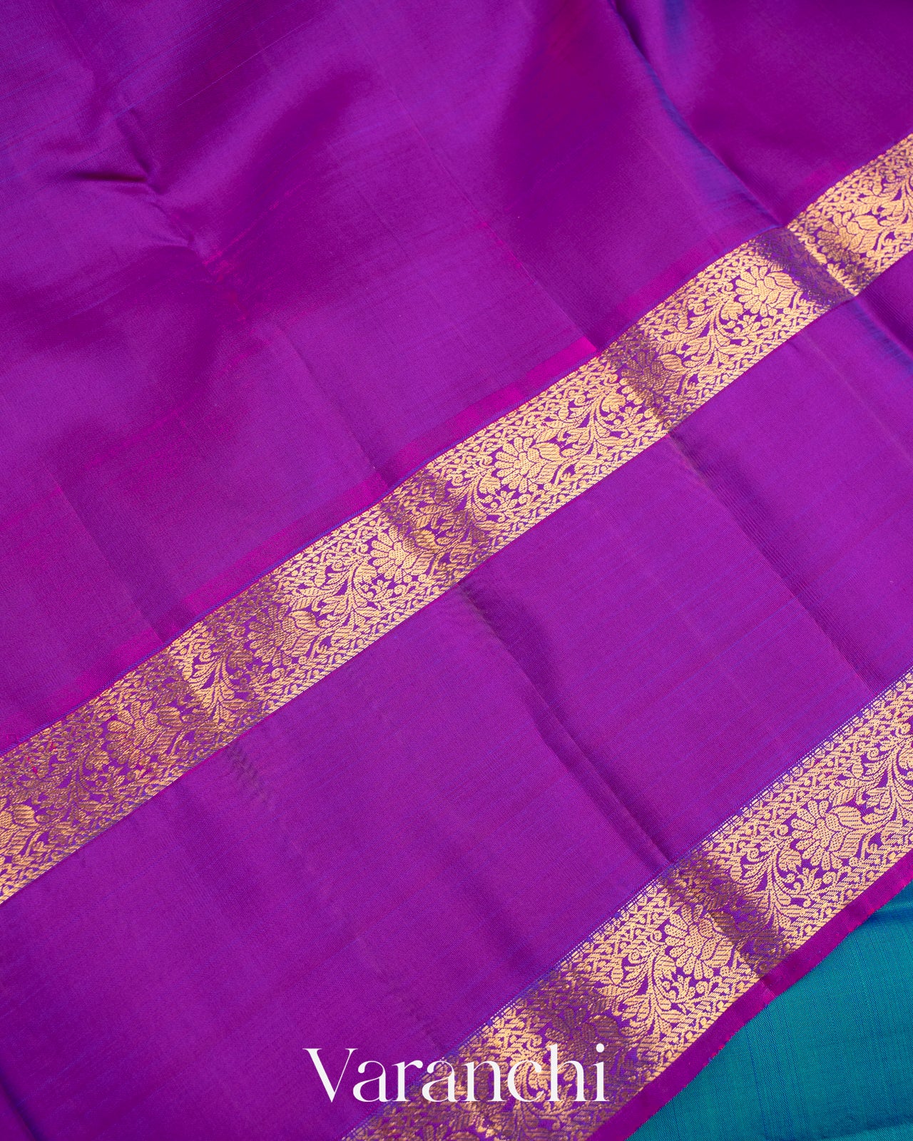 Deep Turquoise Blue Pure Kanchipuram Silk Handloom Saree