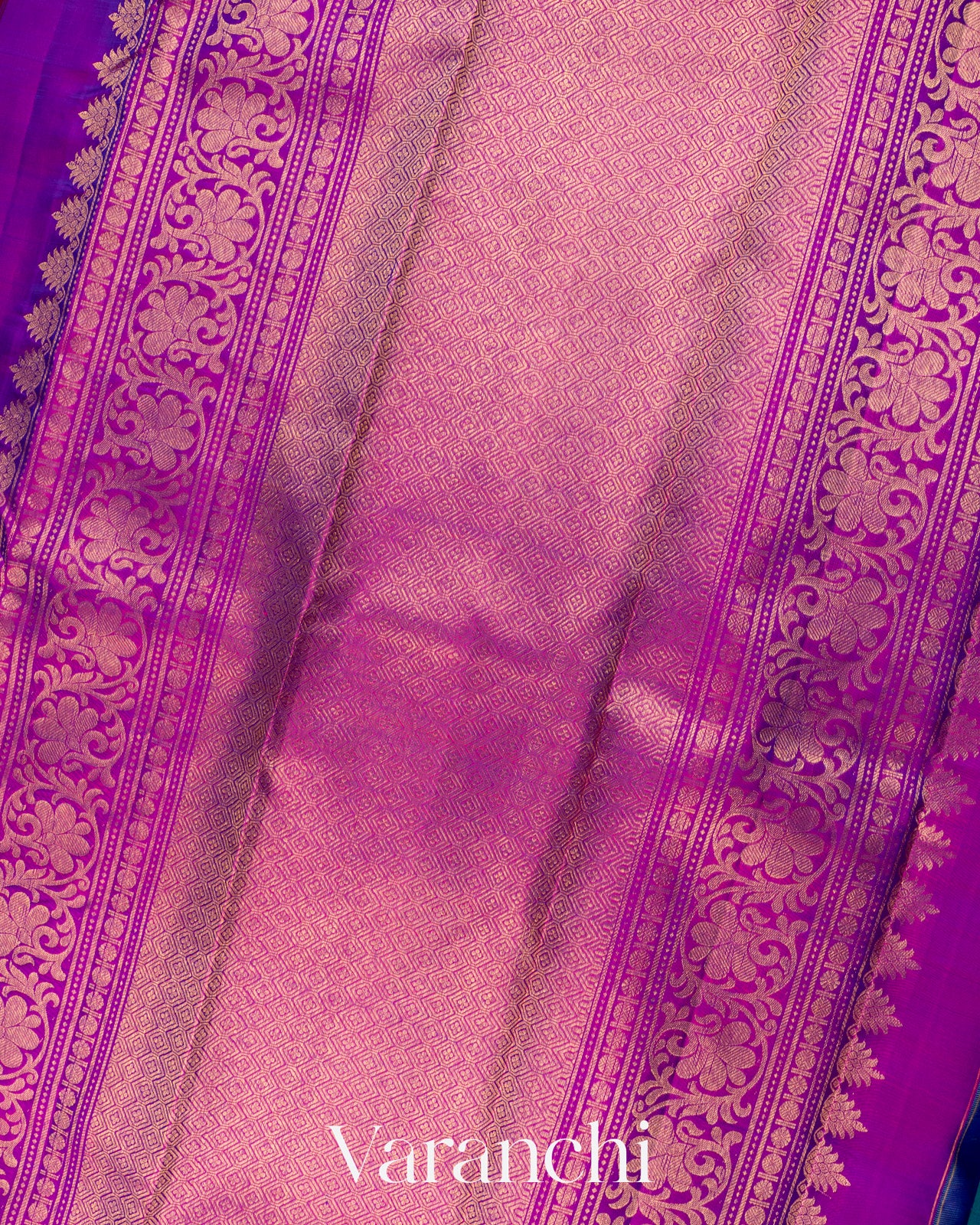 Deep Turquoise Blue Pure Kanchipuram Silk Handloom Saree