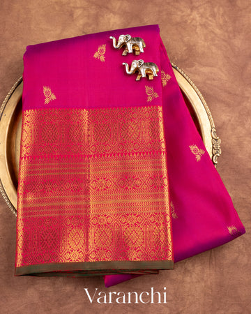 Magenta Pure Kanchipuram Silk Handloom Saree
