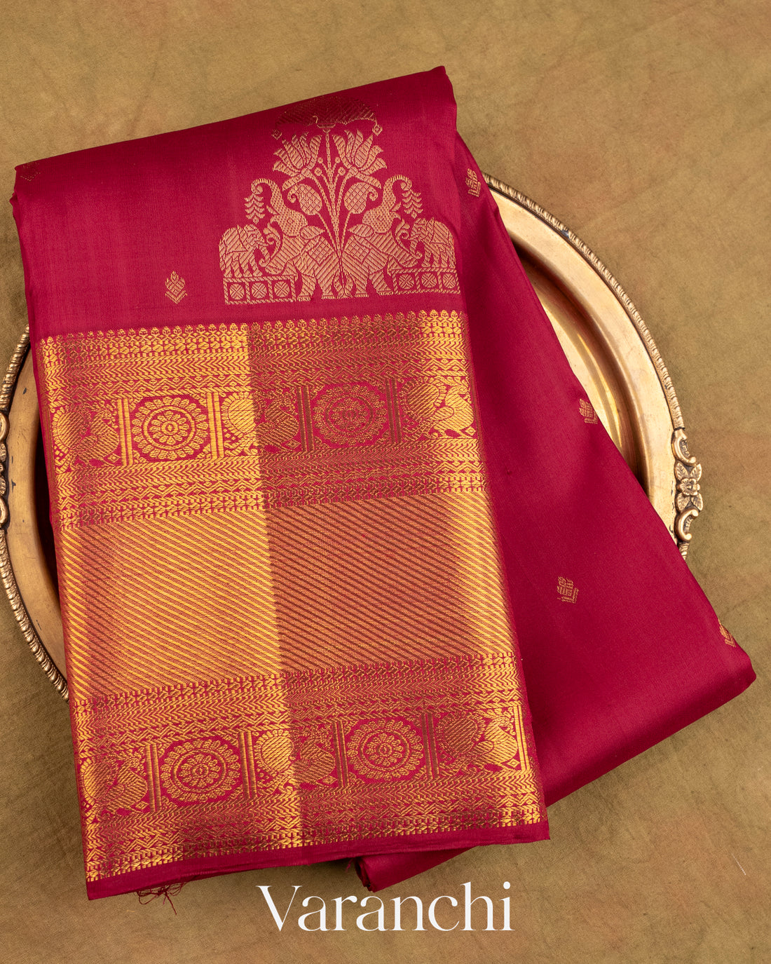 Maroon Pure Kanchipuram Silk Handloom Saree