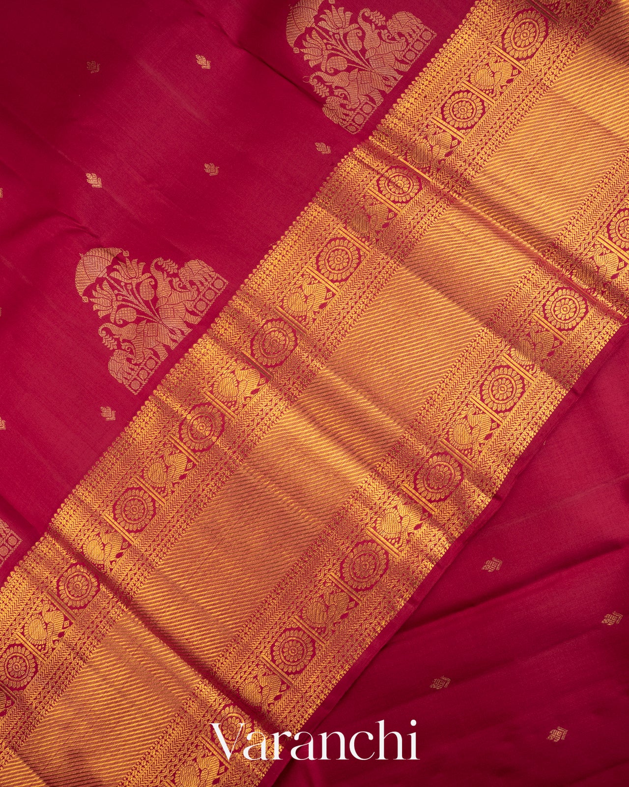 Maroon Pure Kanchipuram Silk Handloom Saree