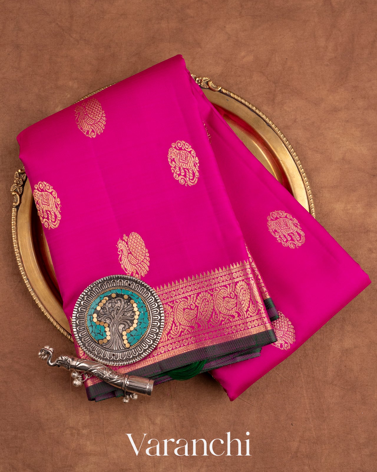 Rani Pink Pure Kanchipuram Silk Handloom Saree