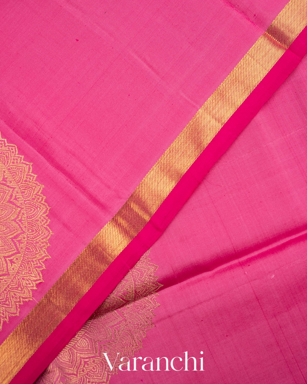 Rose Pink Pure Kanchipuram Silk Handloom Saree