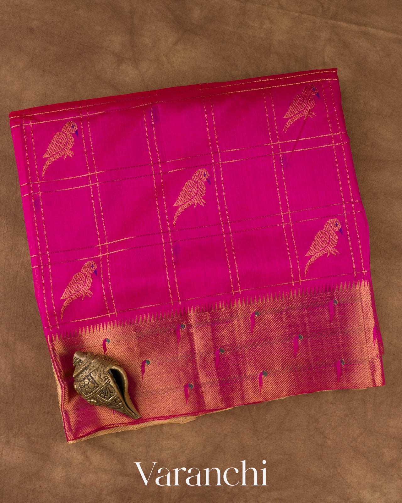 Rani Pink Pure Kanchipuram Silk Cotton Handloom Saree