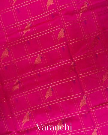 Rani Pink Pure Kanchipuram Silk Cotton Handloom Saree