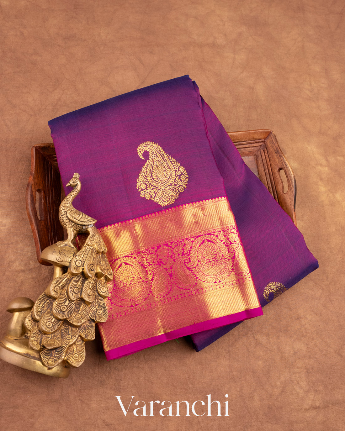 Deep Purple Pure Kanchipuram Silk Handloom Saree
