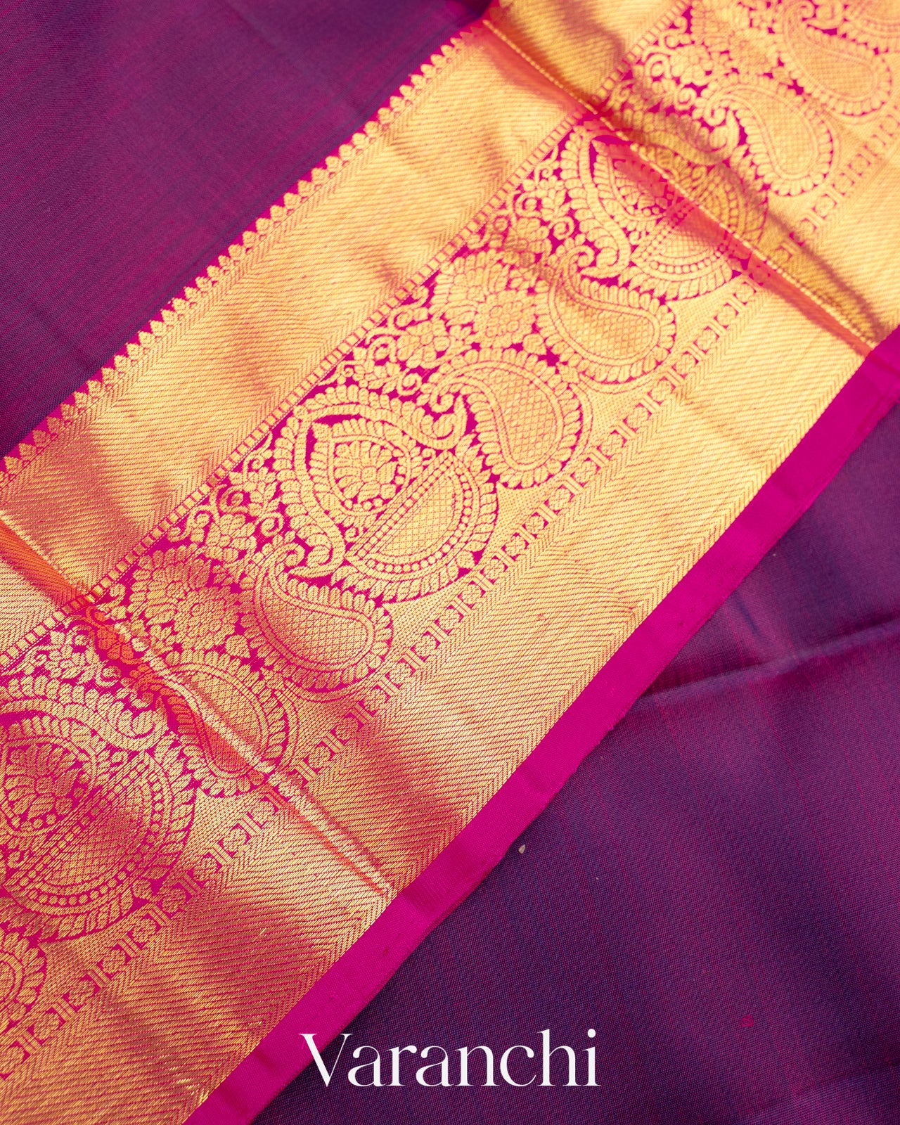 Deep Purple Pure Kanchipuram Silk Handloom Saree