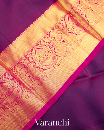 Deep Purple Pure Kanchipuram Silk Handloom Saree