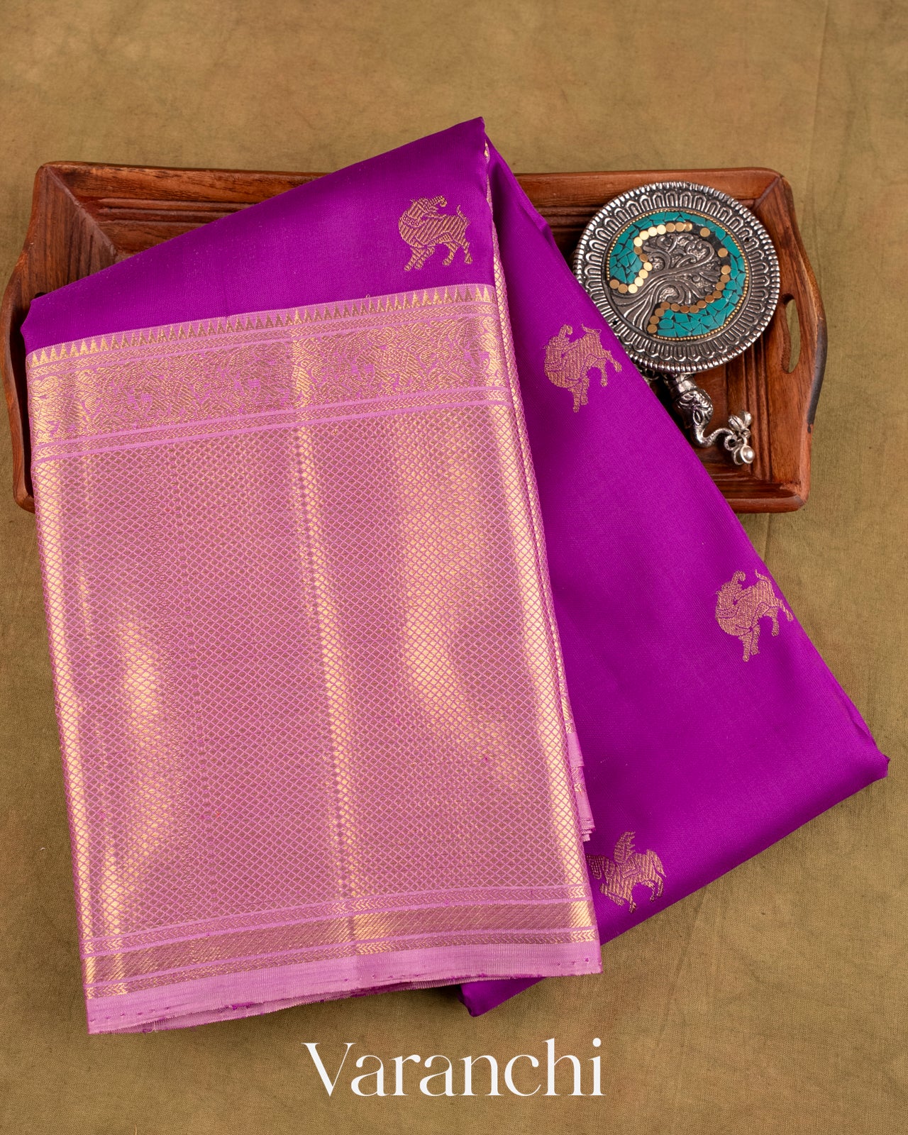 Deep Magenta Pure Kanchipuram Silk Handloom Saree