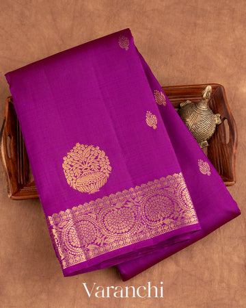 Purple Pure Kanchipuram Silk Handloom Saree